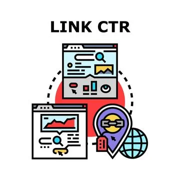 Analyzing link click through rate concept Stock Illustration