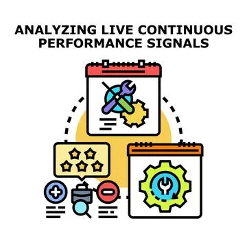 Analyzing live continuous performance signals concept Stock Illustration