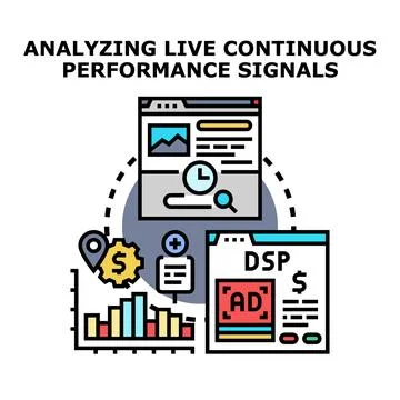 Analyzing live continuous performance signals in digital marketing Stock Illustration