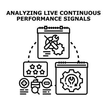 Analyzing live continuous performance signals concept Stock Illustration
