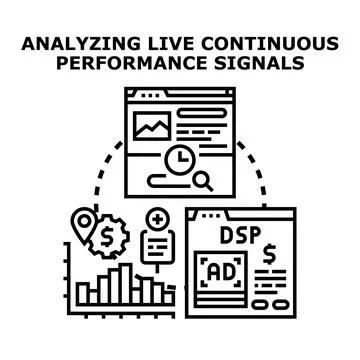 Analyzing live continuous performance signals in digital marketing 스톡 일러스트