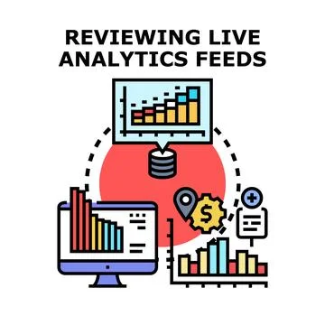 Analyzing live data feeds for business statistics Stock Illustration