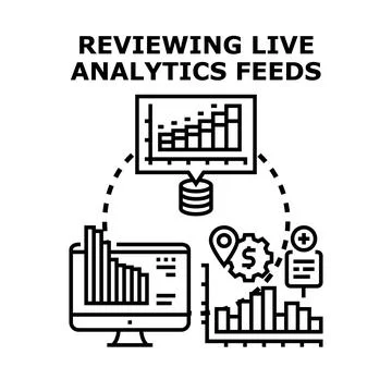 Analyzing live data feeds for business statistics Stock Illustration