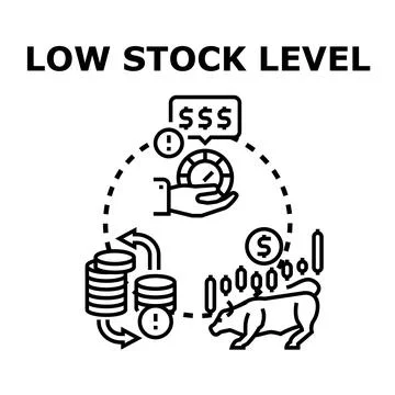 Analyzing low stock level and market trading Stock Illustration
