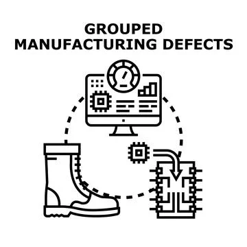 Analyzing manufacturing defects and quality control process Illustrazione stock