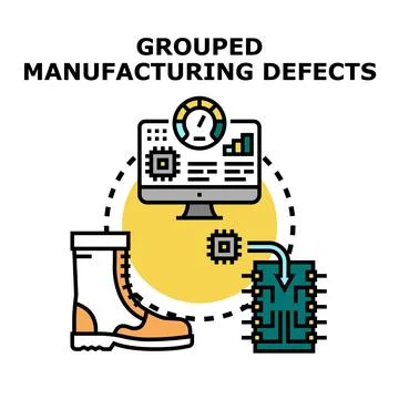 Analyzing manufacturing defects and quality control process Stock Illustration