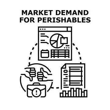 Analyzing market demand for perishables concept 스톡 일러스트