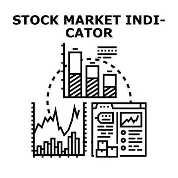 Analyzing market indicators financial data investing strategy Illustrazione stock