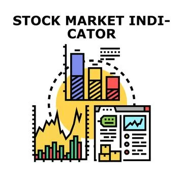 Analyzing market indicators financial data investing strategy 库存插图