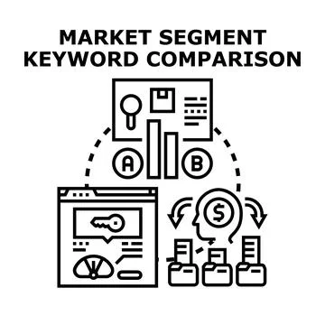 Analyzing market segment keyword strategy for optimization Stock Illustration