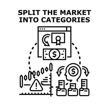 Analyzing market segmentation and financial category planning Stock Illustration