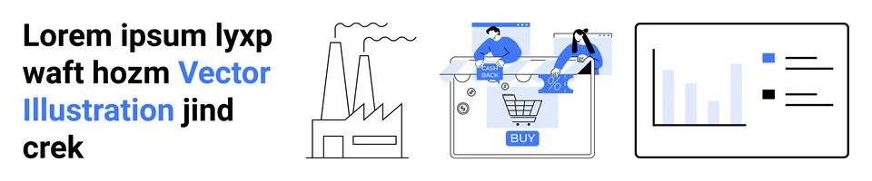 Analyzing Market Trends with E-commerce Platform and Industrial Growth Imager Illustrazione stock