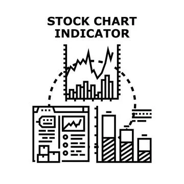 Analyzing marketplace data with chart indicator concept Stock Illustration