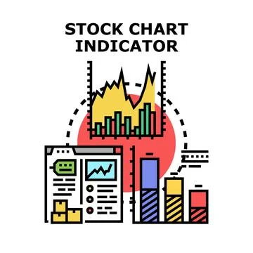 Analyzing marketplace data with chart indicator concept Stock Illustration
