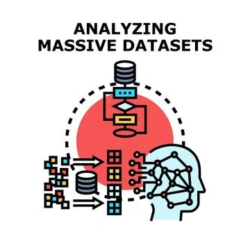 Analyzing massive datasets, big data processing and intelligence Stock Illustration