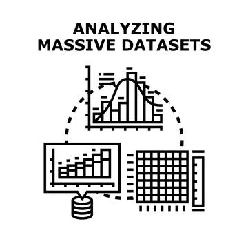 Analyzing massive datasets with diverse data visualization charts Stock Illustration