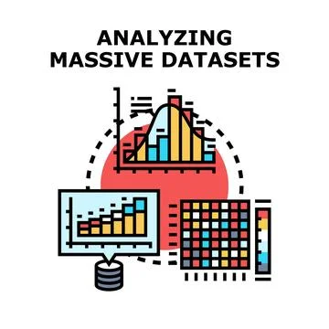 Analyzing massive datasets with diverse data visualization charts Stock Illustration