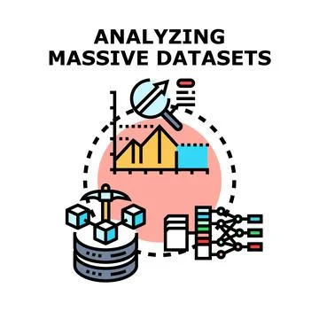 Analyzing massive datasets vector illustration concept Illustrazione stock