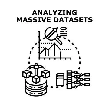 Analyzing massive datasets vector illustration concept Illustrazione stock