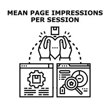 Analyzing mean page impressions per session イラスト素材