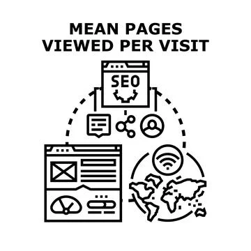 Analyzing mean pages viewed per visit digital marketing concept Stock Illustration