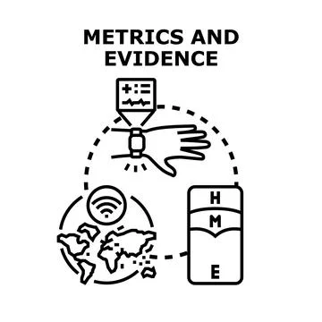 Analyzing metrics and evidence for global data monitoring Stock Illustration