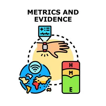 Analyzing metrics and evidence for global data monitoring Stock Illustration