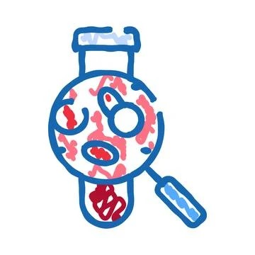 Analyzing microbes in test tube with magnifying glass Stock-Illustration