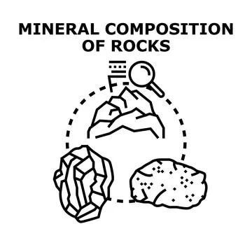 Analyzing mineral composition of rocks and earth science Stock Illustration