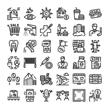 Analyzing modern social problems business and technology icons Stock Illustration