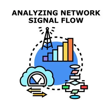 Analyzing network signal flow concept vector Stock Illustration