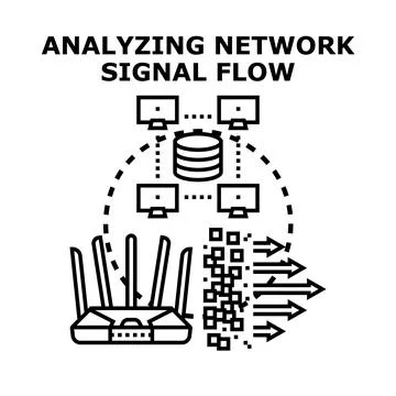 Analyzing network signal flow in a local network イラスト素材
