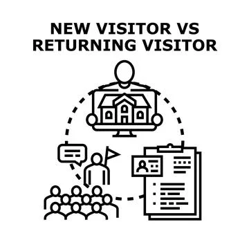 Analyzing new and returning website visitor statistics Stock Illustration