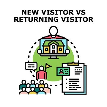Analyzing new and returning website visitor statistics Stock Illustration