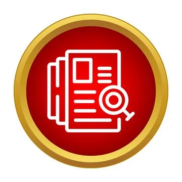 Analyzing news articles with magnifying glass icon イラスト素材