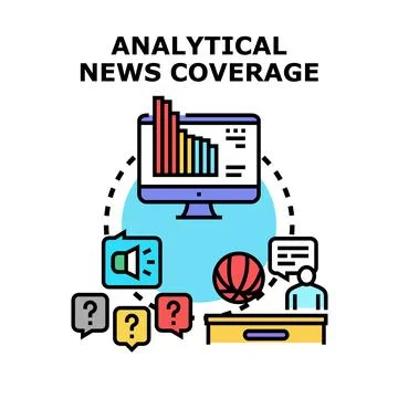 Analyzing news coverage for data analysis and reporting Stock Illustration