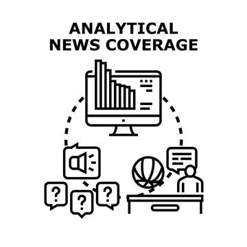 Analyzing news coverage for data analysis and reporting Stock Illustration