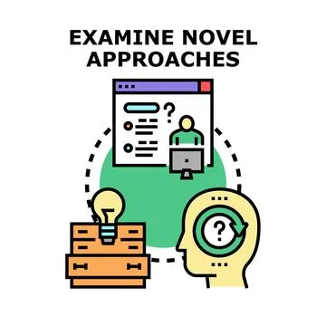 Analyzing novel approaches and creative problem solving process Stockillustratie