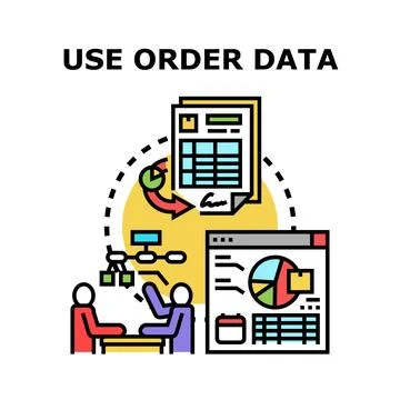 Analyzing order data for business management and improvement Stock Illustration