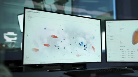 Analyzing the paramecium bacterium cell for biology research at the laboratory Stock-Footage 201192020