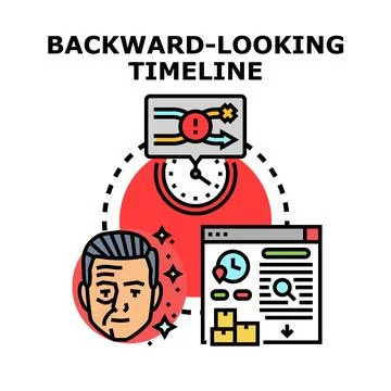 Analyzing past events with backward looking timeline strategy Stock Illustration