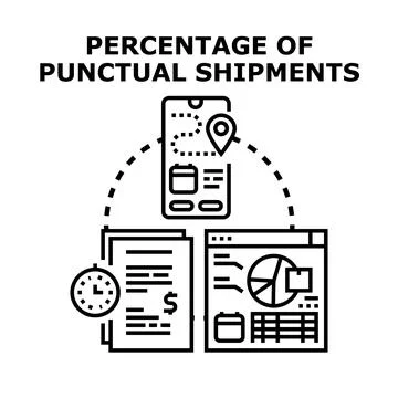 Analyzing percentage of punctual shipments data Stock Illustration