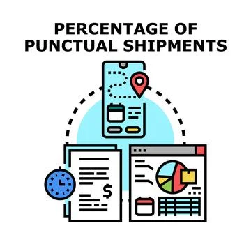 Analyzing percentage of punctual shipments data Ilustração Stock