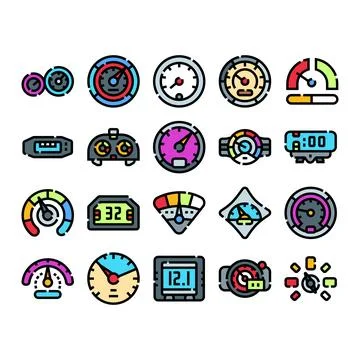 Analyzing performance and data with various dashboard gauges イラスト素材