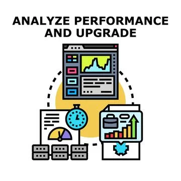 Analyzing performance data and upgrading system improvement process Stock Illustration