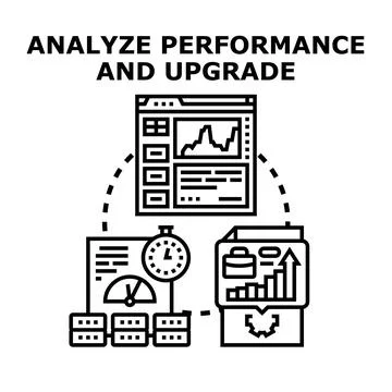 Analyzing performance data and upgrading system improvement process Stock Illustration