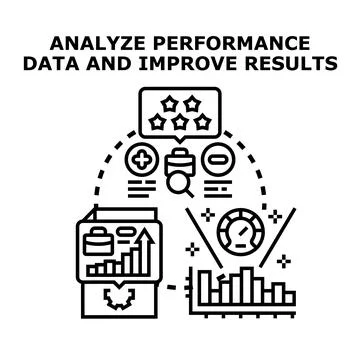Analyzing performance data for improving business results Stock Illustration