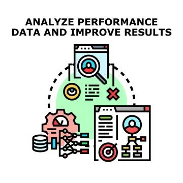 Analyzing performance data, improving results, and optimizing strategy 库存插图