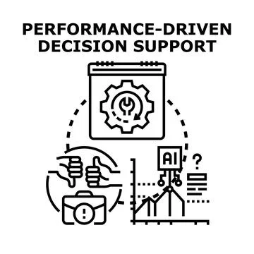 Analyzing performance driven decision support system concept Stock Illustration