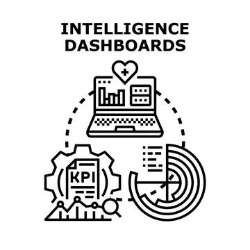 Analyzing performance intelligence dashboards for business analytics Stock Illustration